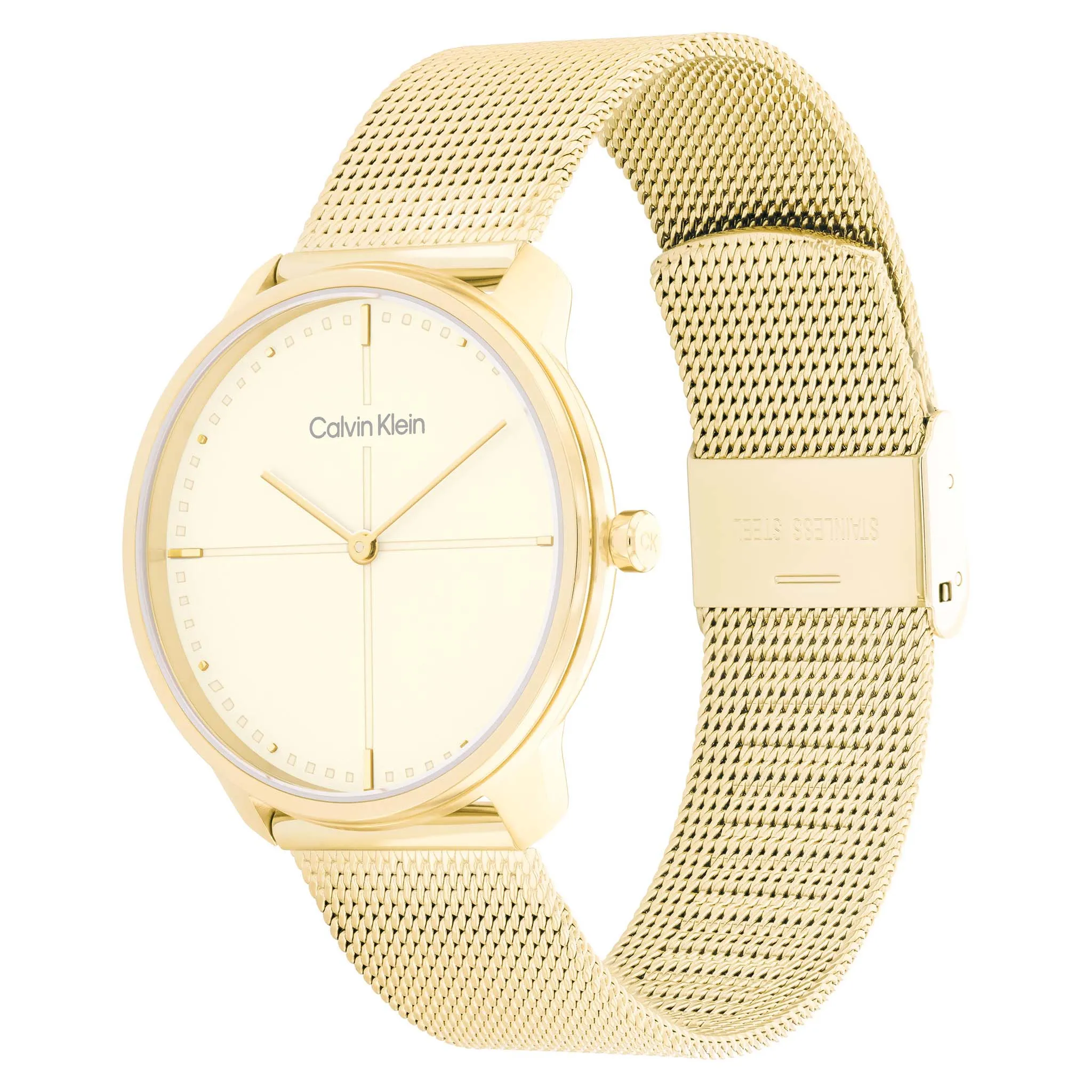 Calvin Klein Gold Mesh Champagne Dial Unisex Watch - 25200159