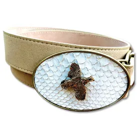 Chic Verte Quail on Python Buckle with Cowhide Leather Belt