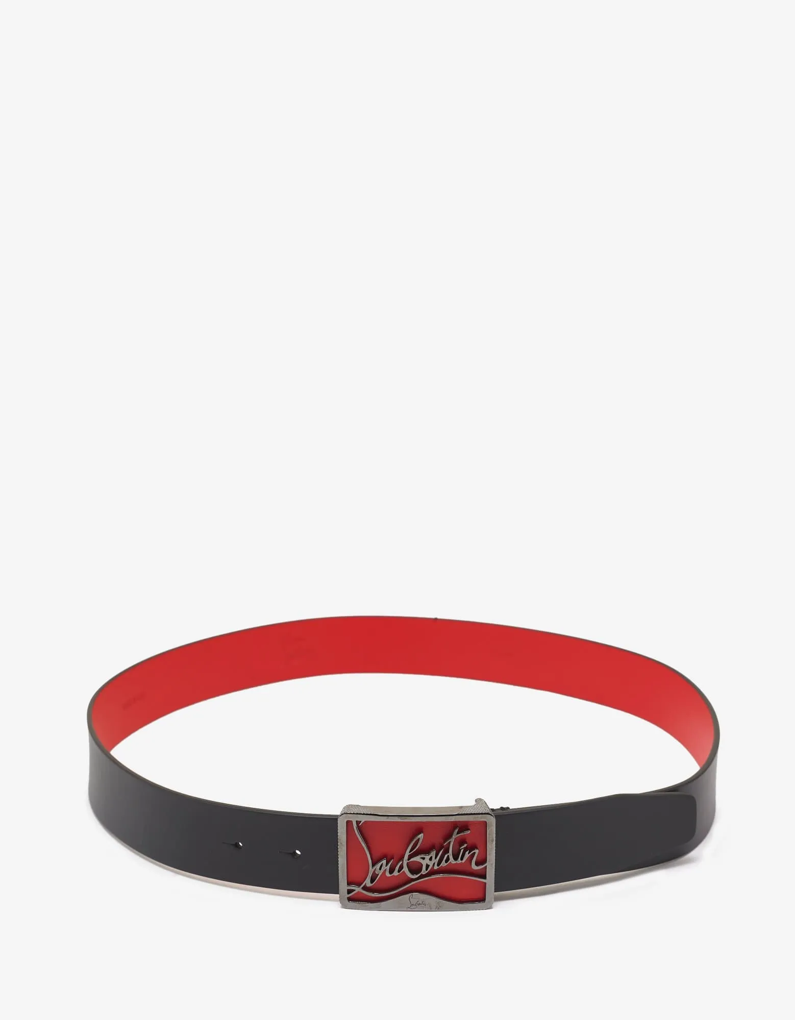 Christian Louboutin Ricky Signature Logo Buckle Black Belt -