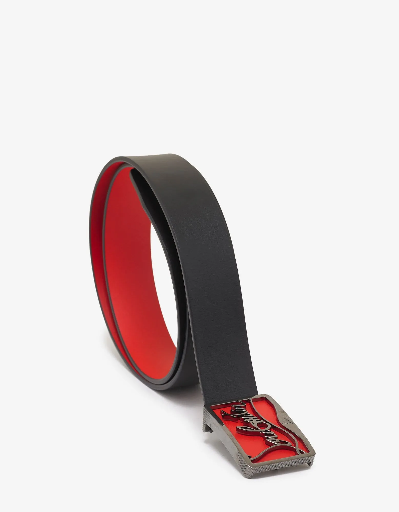 Christian Louboutin Ricky Signature Logo Buckle Black Belt -