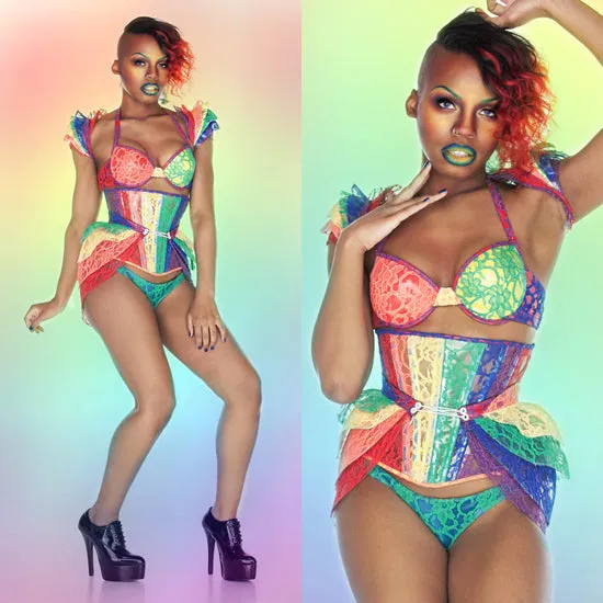 Clear PVC and Rainbow lace Underbust corset