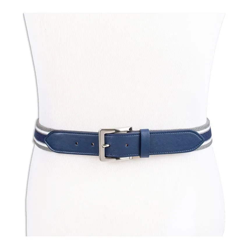 CLUB ROOM Men's Stretch Stripe Belt Navy/Gray