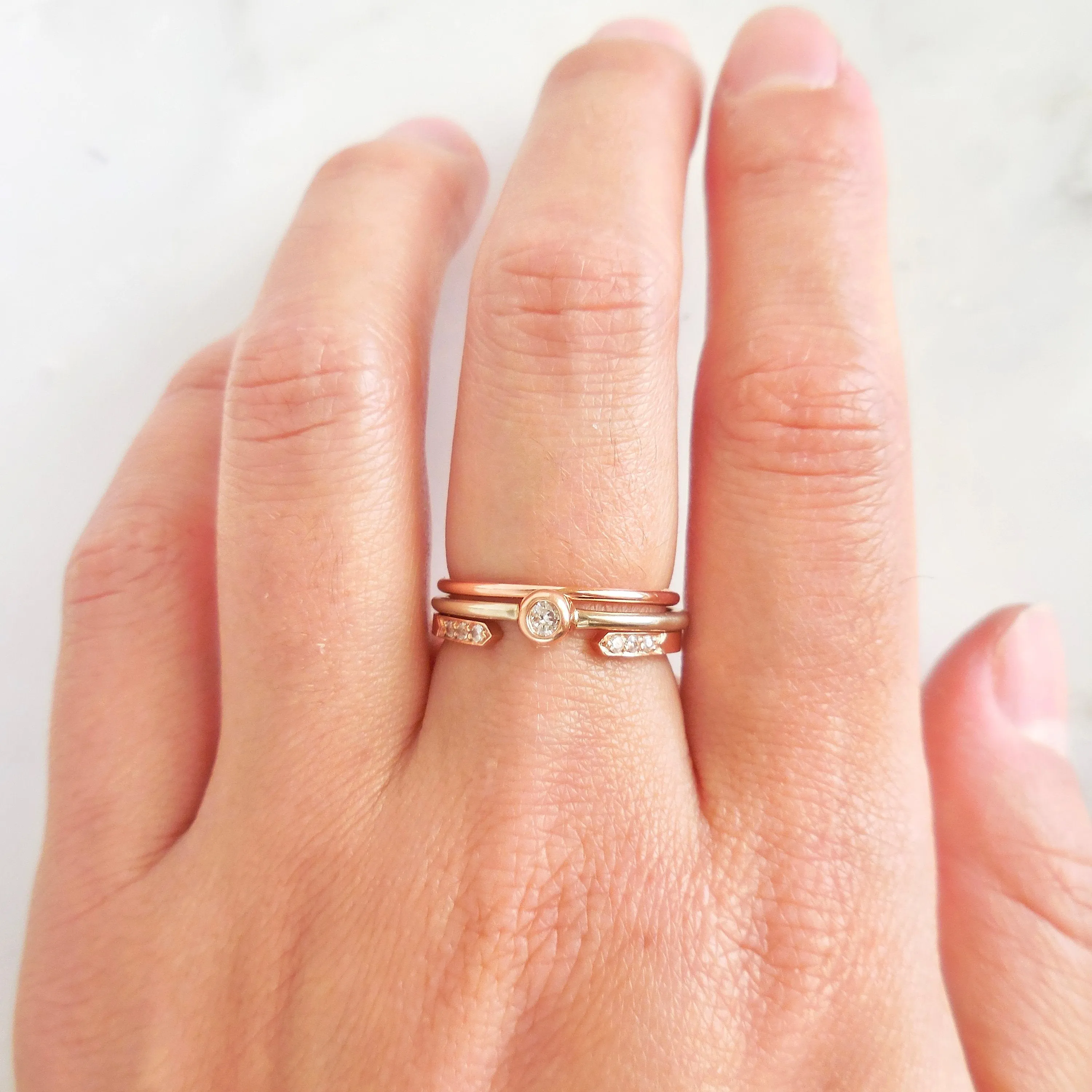 Dainty Diamond wedding Band Ring - Bezel Set Diamond Stack Ring - Diamond Stack Ring