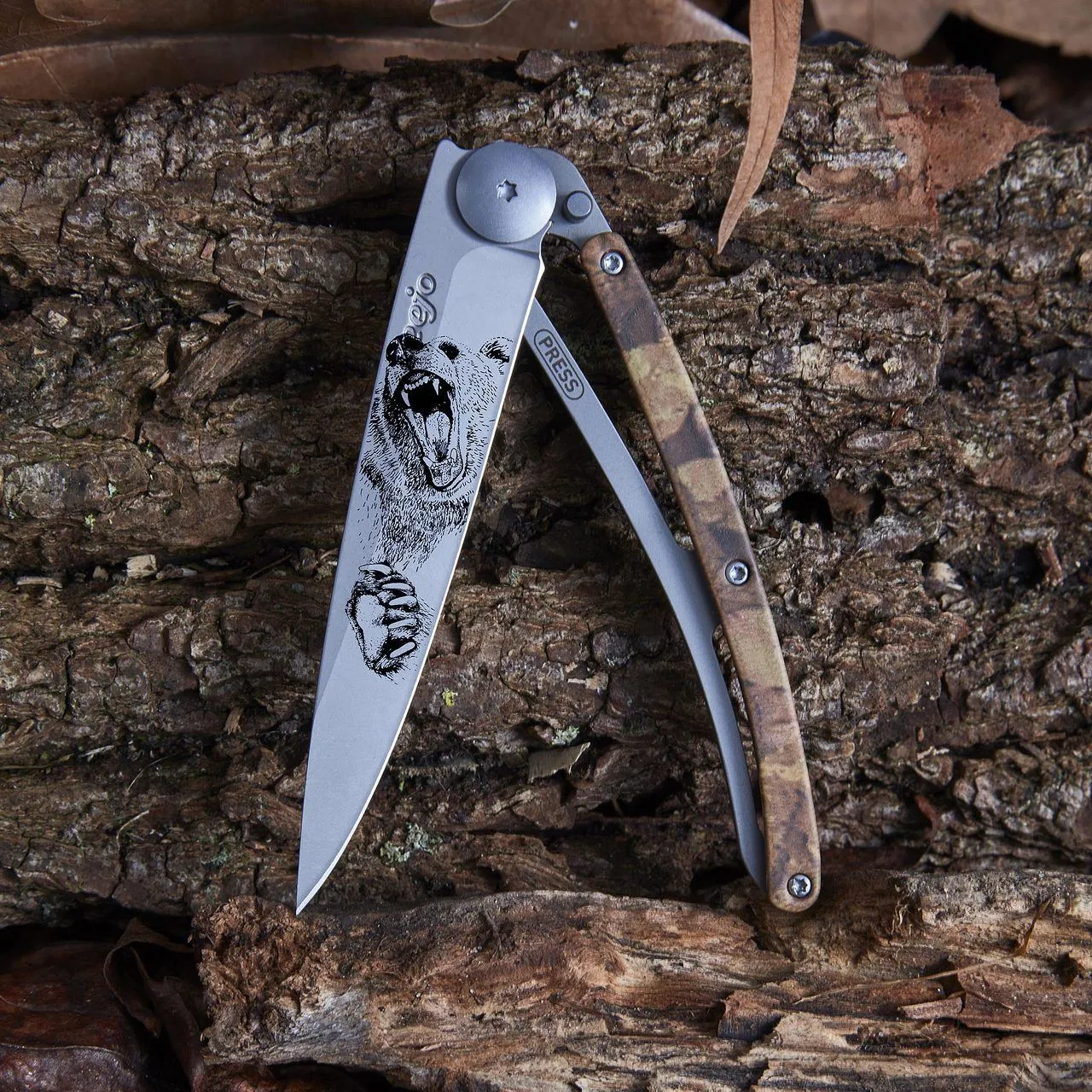 Deejo Brown Camo Grizzly Knife