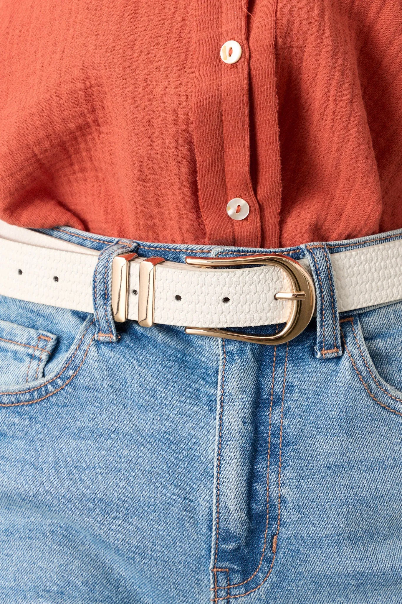 Desert Radiance Ivory Woven Textured Belt