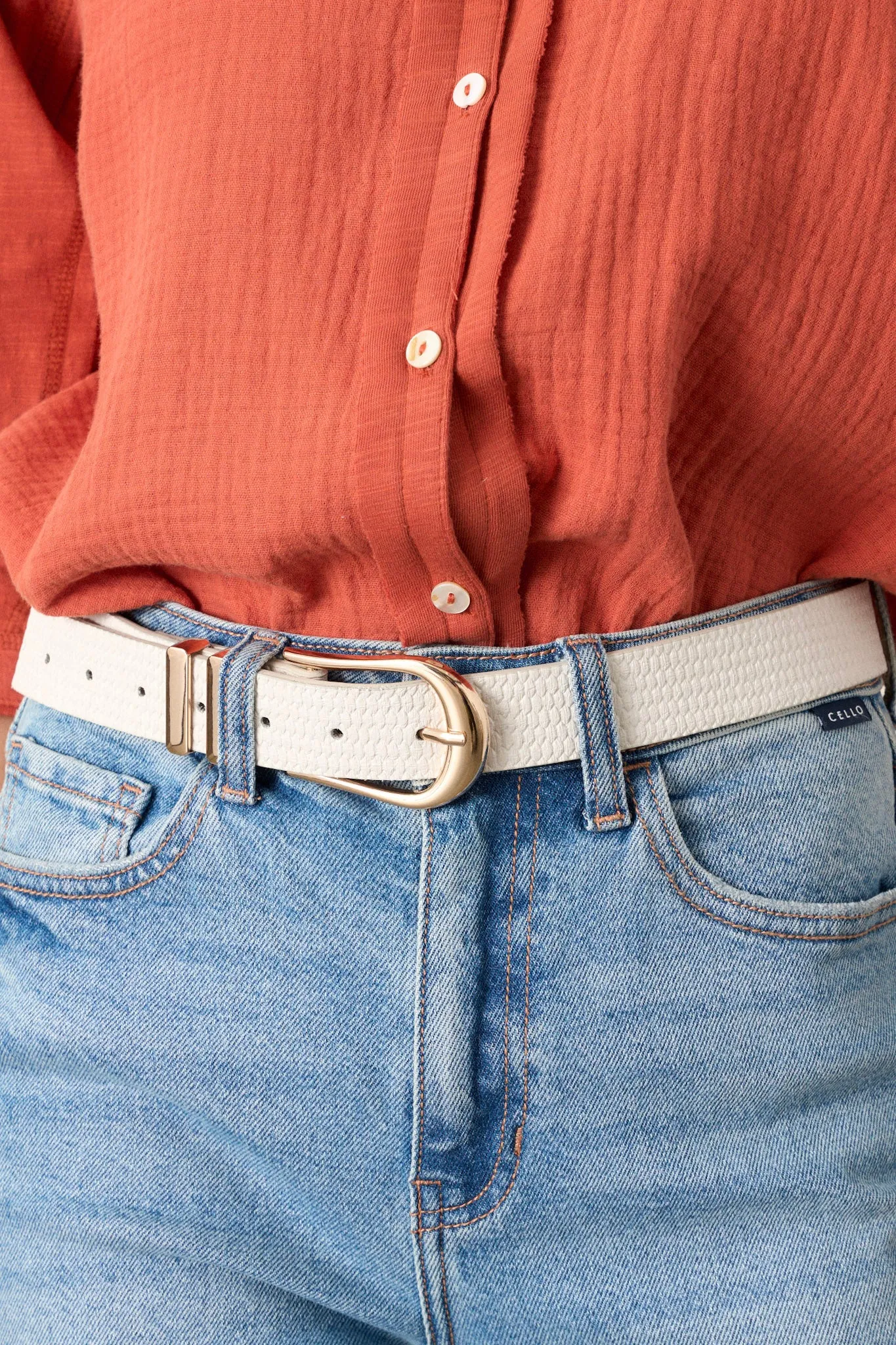 Desert Radiance Ivory Woven Textured Belt