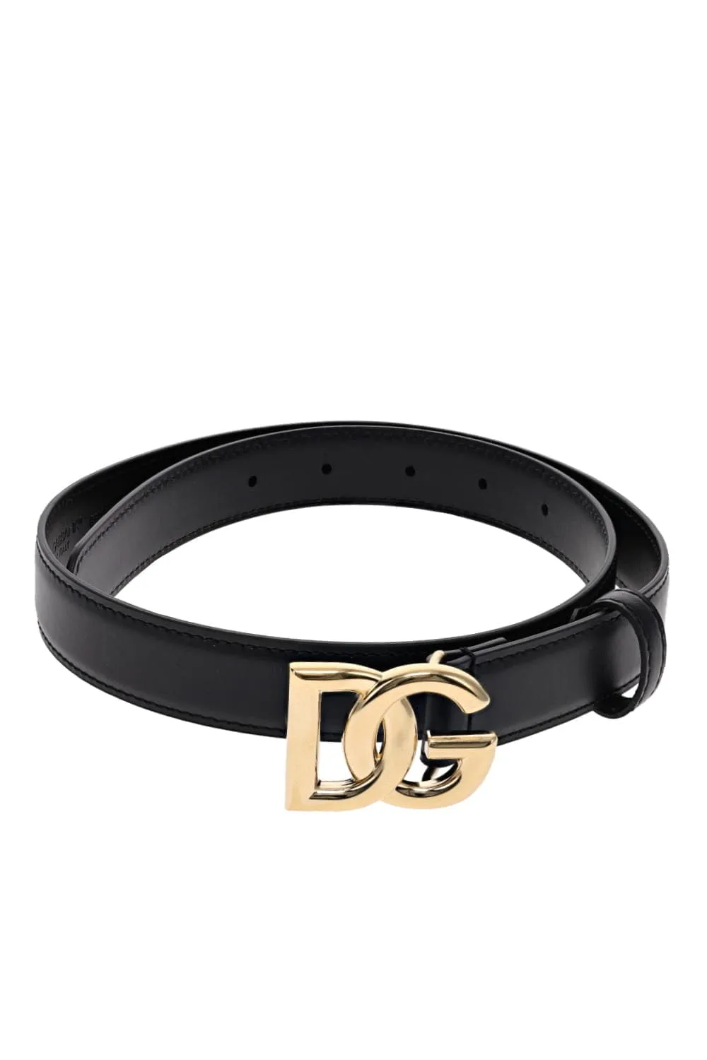 DG Logo Black Leather Belt