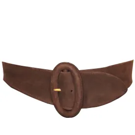 Donna Karan Brown Suede Leather Belt W/ Oval Buckle