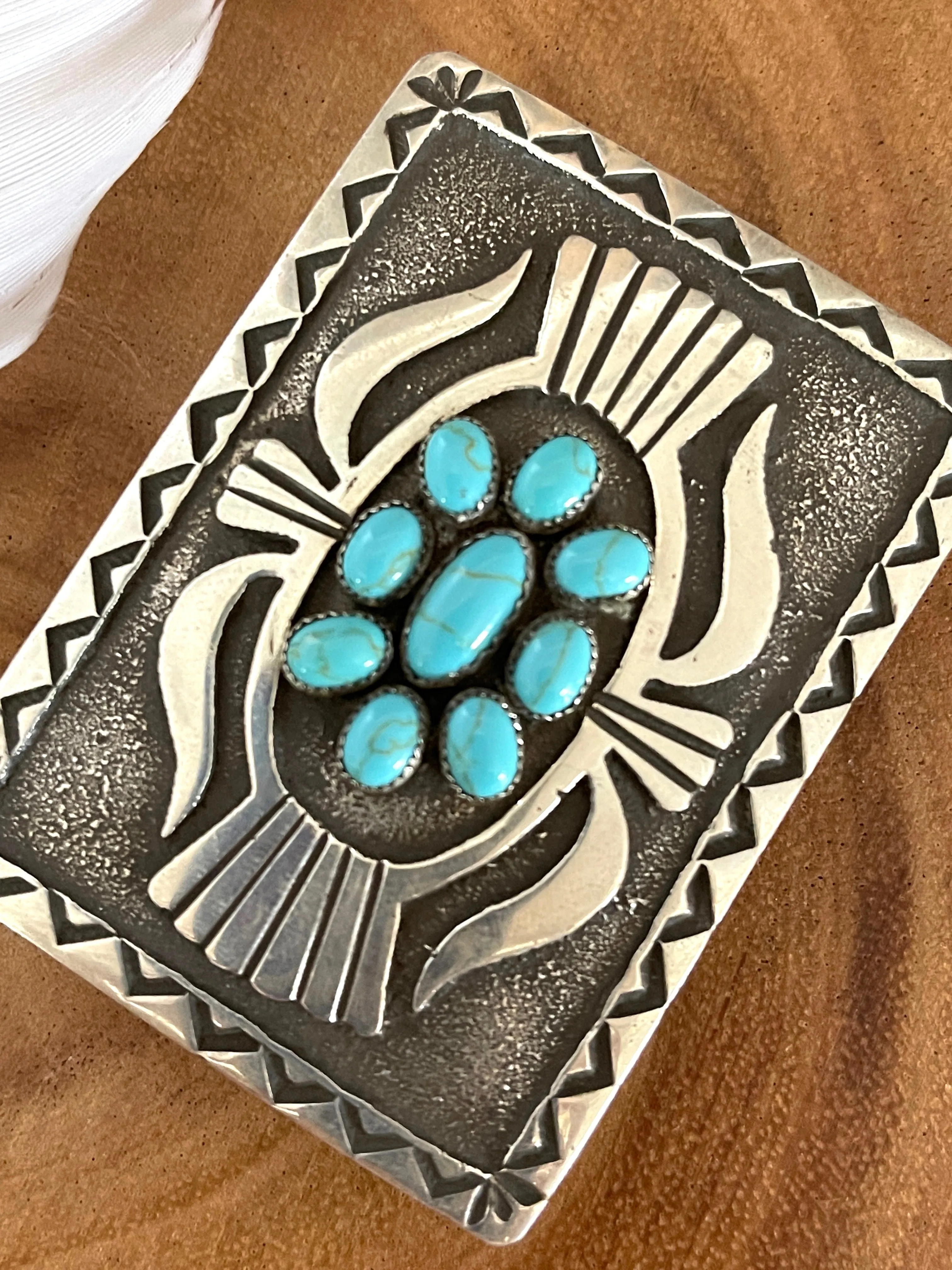 DONOVAN KINSEL Sterling Silver & Kingman Turquoise Belt Buckle