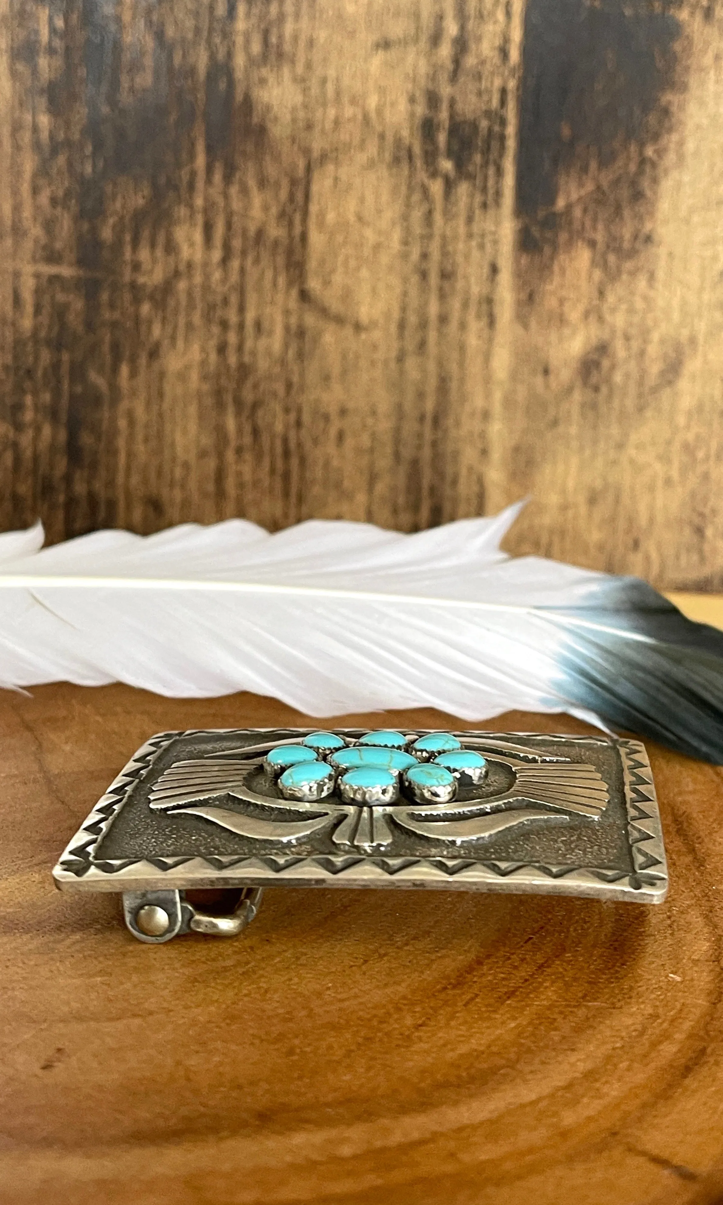 DONOVAN KINSEL Sterling Silver & Kingman Turquoise Belt Buckle