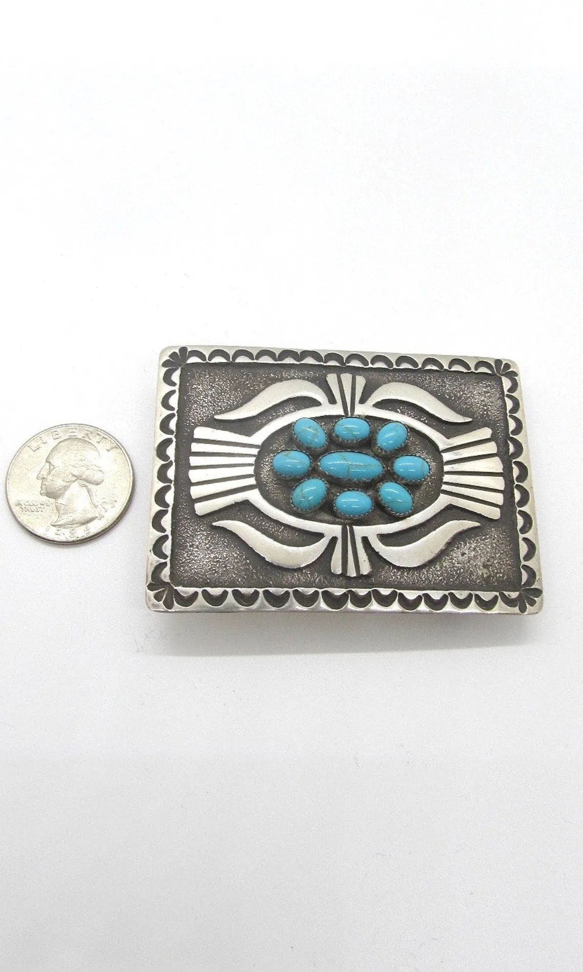 DONOVAN KINSEL Sterling Silver & Kingman Turquoise Belt Buckle