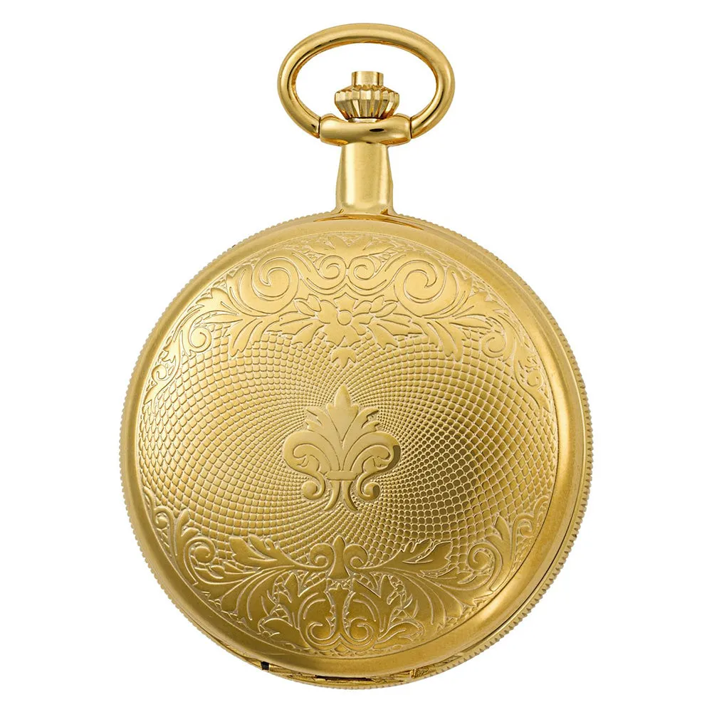 Gotham Men's Gold Plated Double Hunter Mechanical Pocket Watch # GWC14051GA