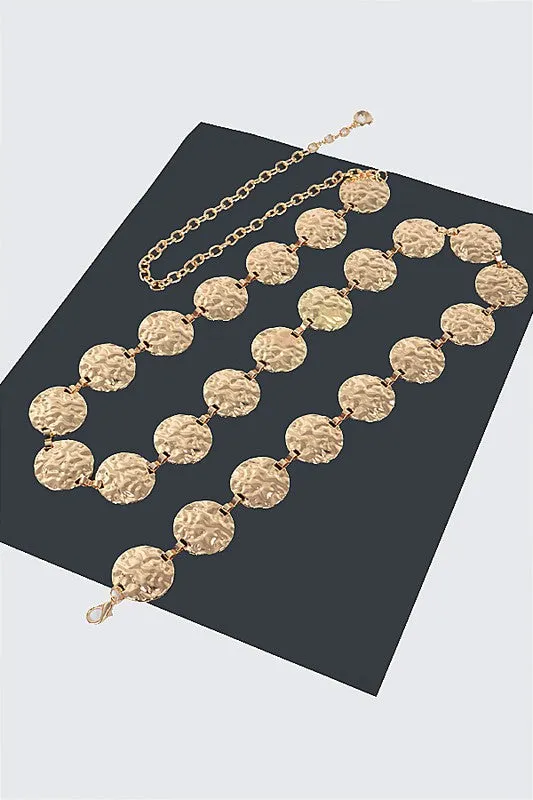 Hammered Gold Metal Chain Belt