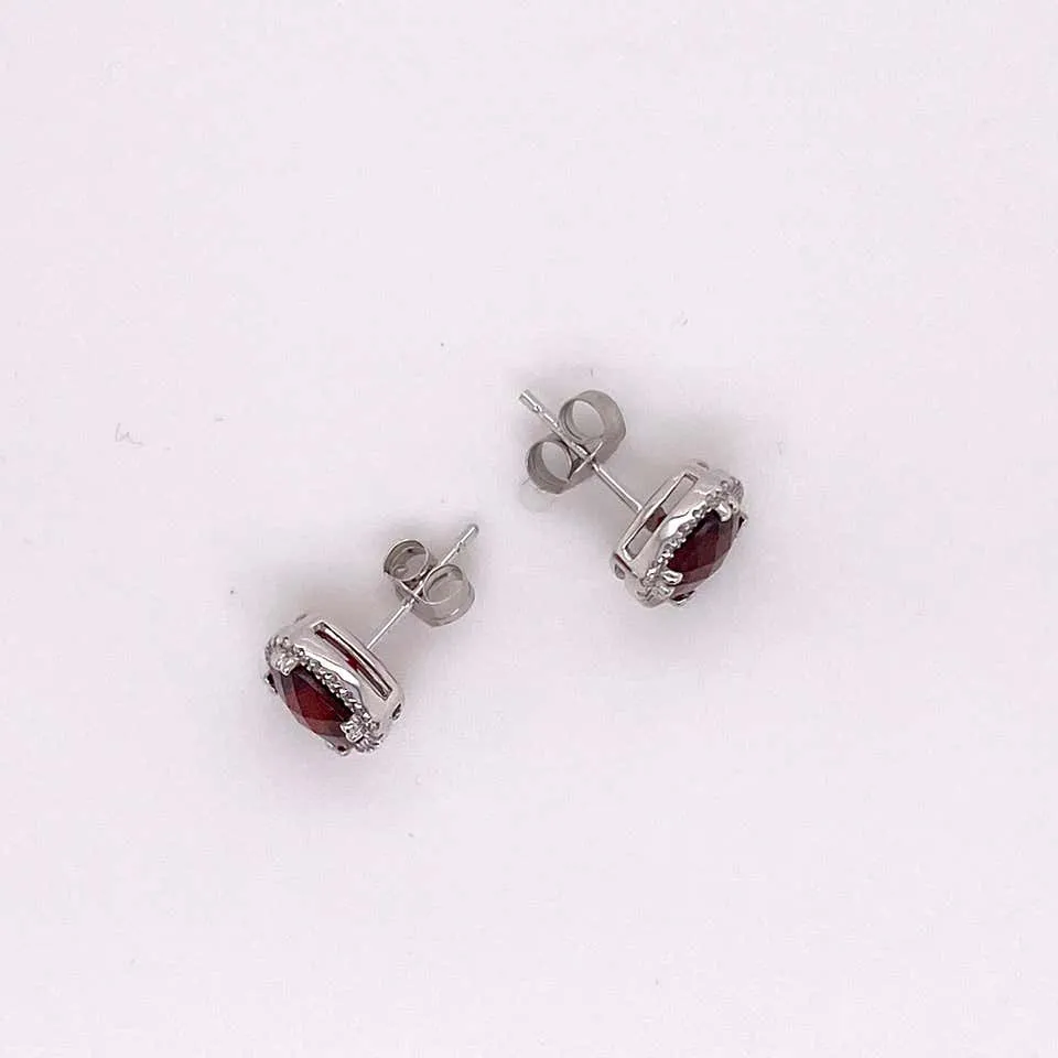 January Garnet & Diamond Earrings