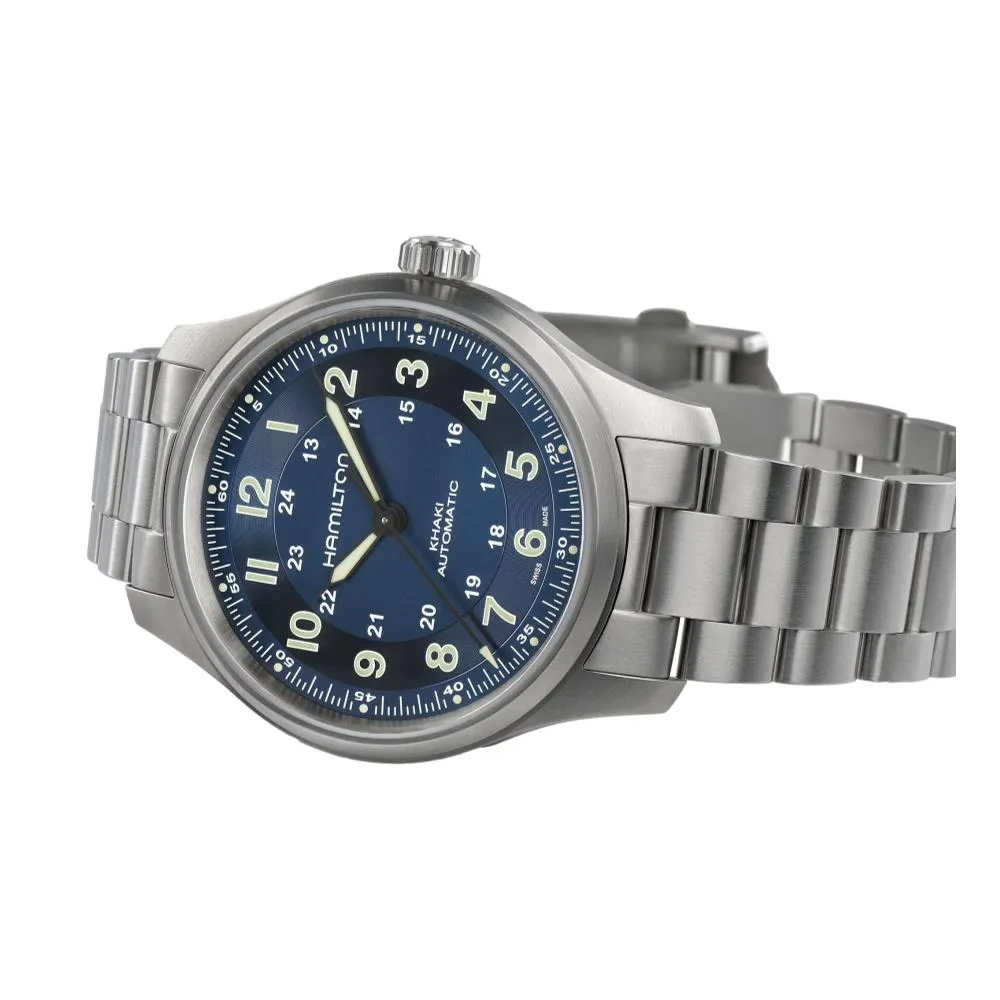 Khaki Field Titanium Auto Blue Dial 42mm