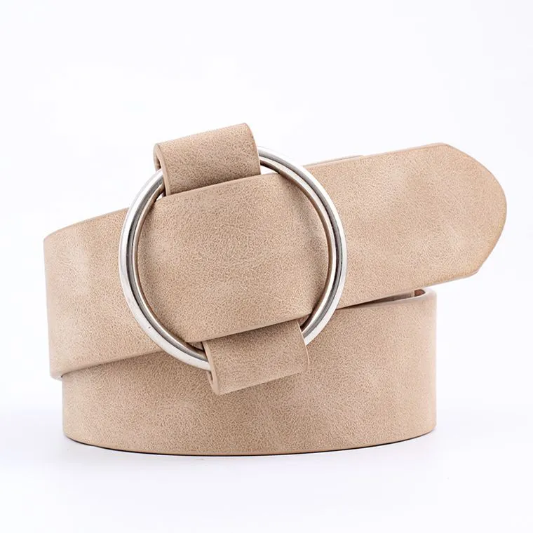 Khaki Round Buckle Waist Belt