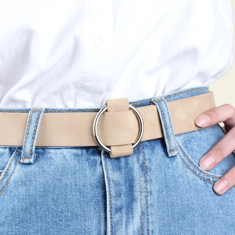 Khaki Round Buckle Waist Belt