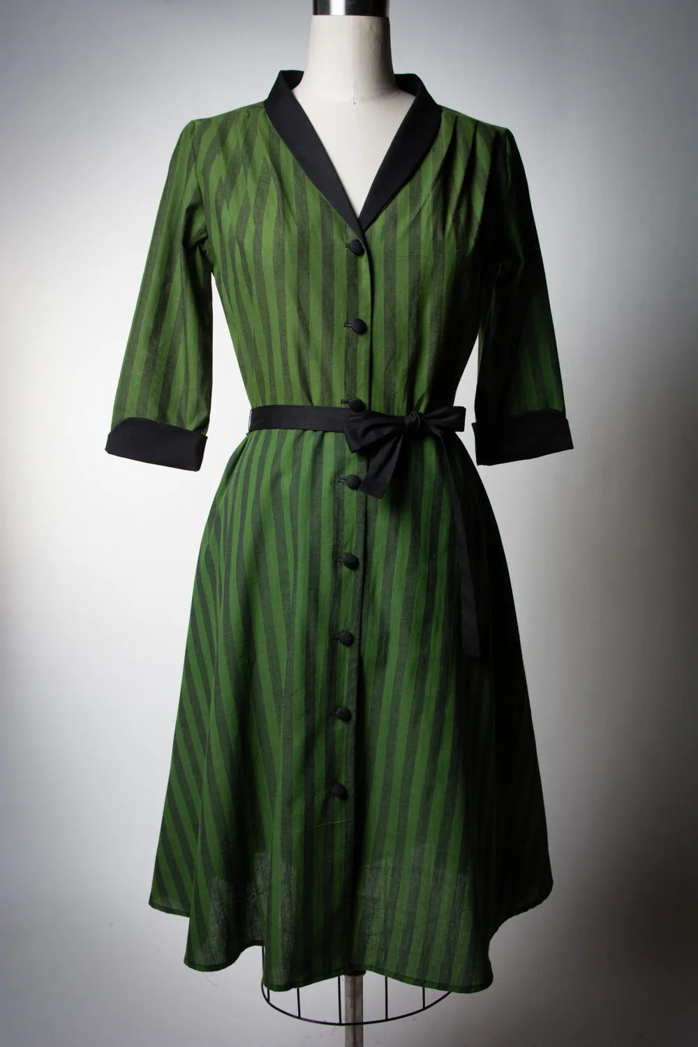 Lucille Dress - Green Stripe