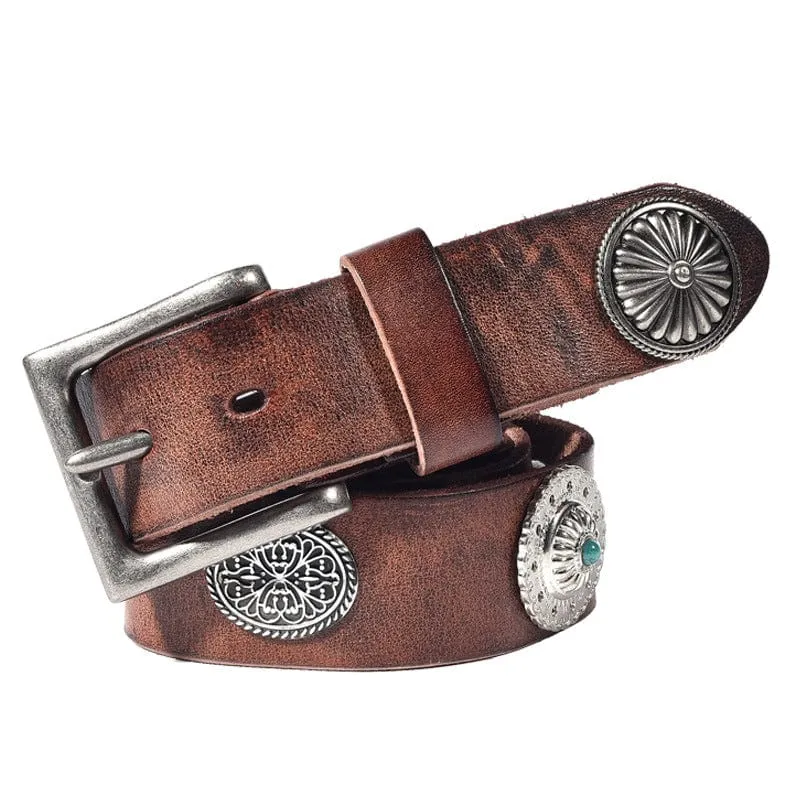 Men's Gothic Metal Floral Rivet Belt