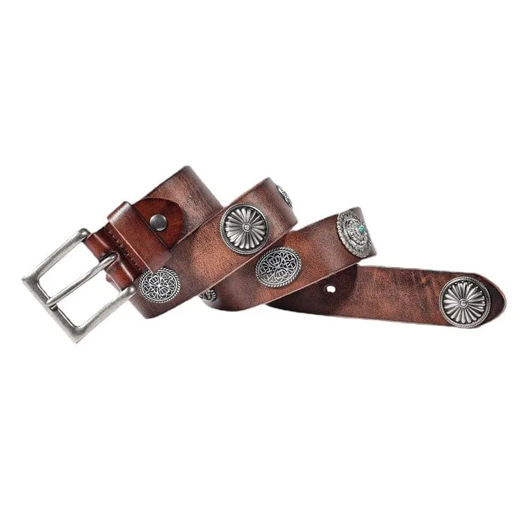 Men's Gothic Metal Floral Rivet Belt