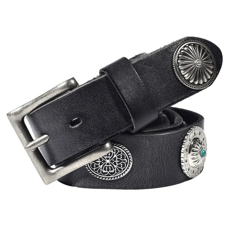 Men's Gothic Metal Floral Rivet Belt