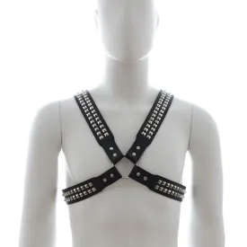 Men's Leather Bondage Binding Strap with Metal Studs