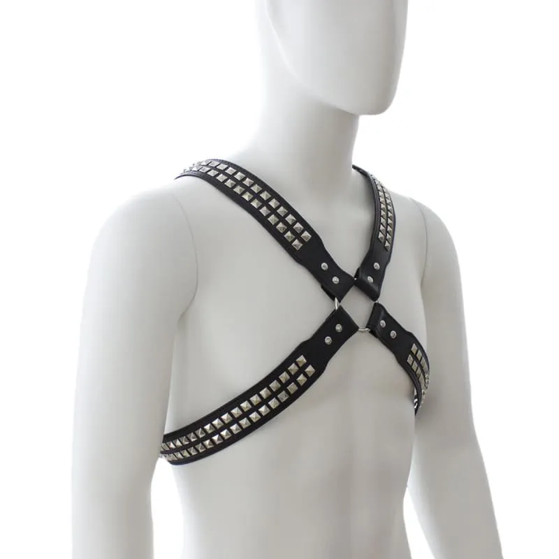 Men's Leather Bondage Binding Strap with Metal Studs