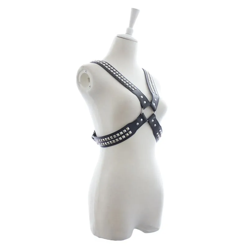 Men's Leather Bondage Binding Strap with Metal Studs