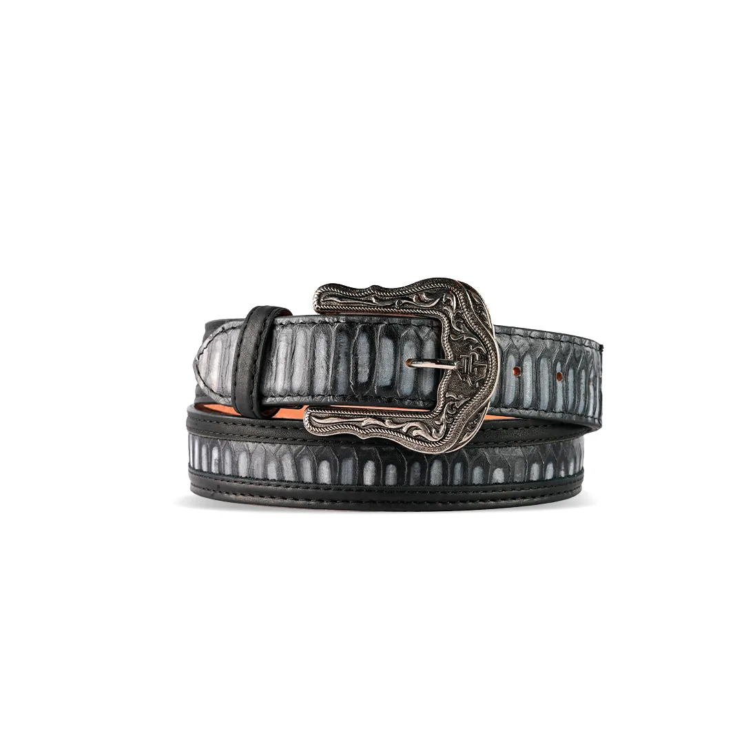 Mens Texas Country Belt Cater Python Musgo Negro