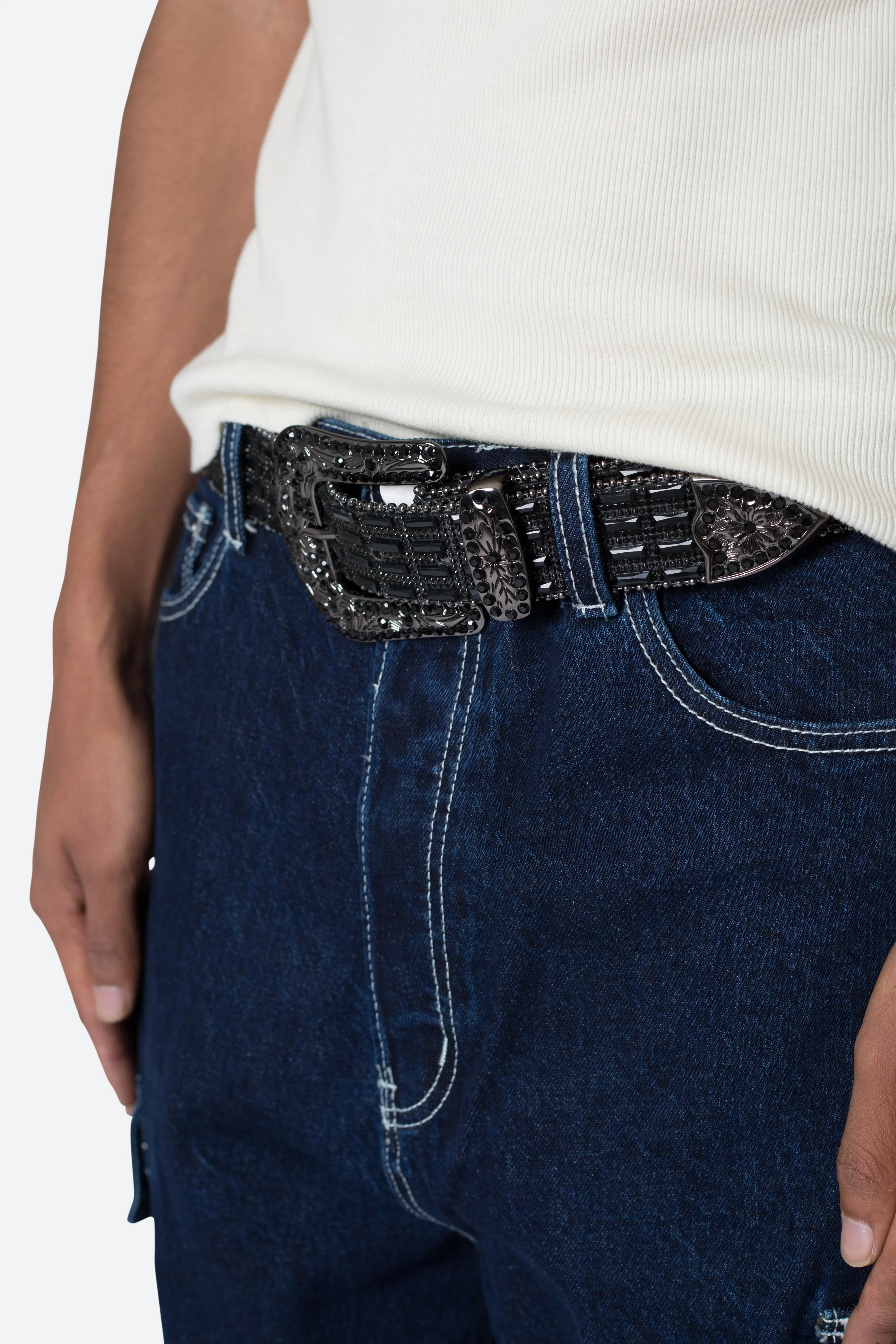 Mirrored Studded Belt - Black