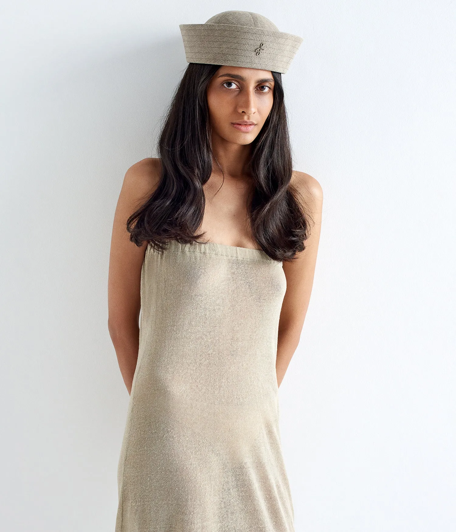 Monogram-embellished Linen Sailor Hat