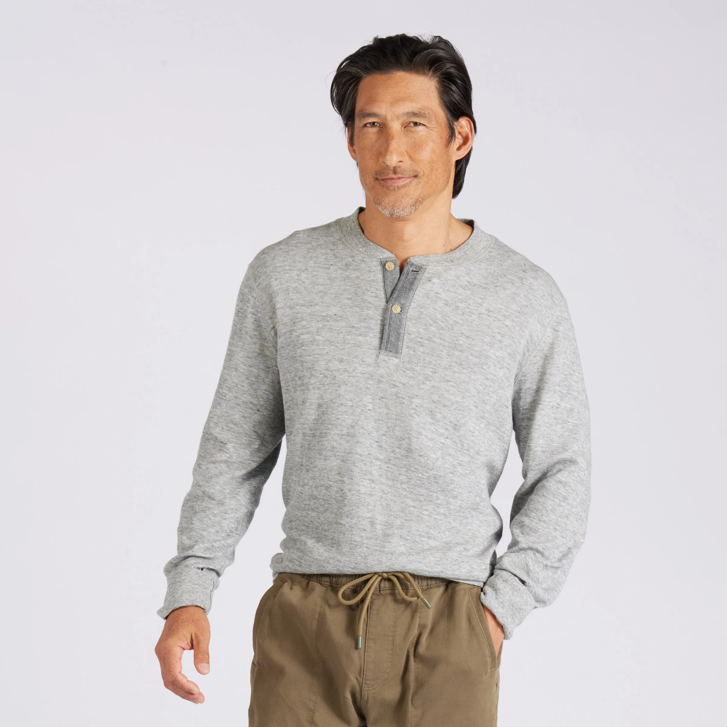 New Windsor Double Cloth Henley - Gray Heather