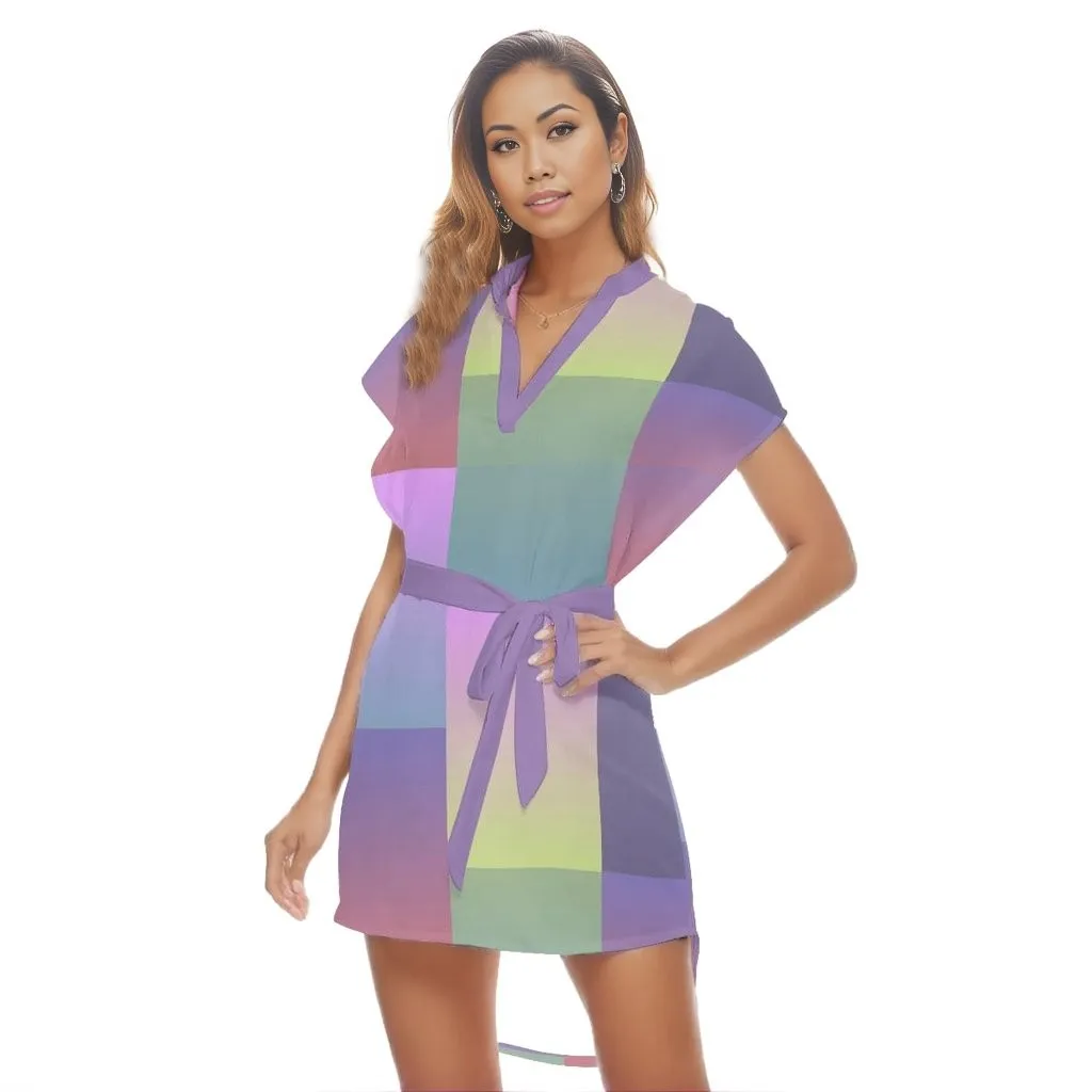 Paxx 2 Womens Stand-up Collar Casual Dress With Belt