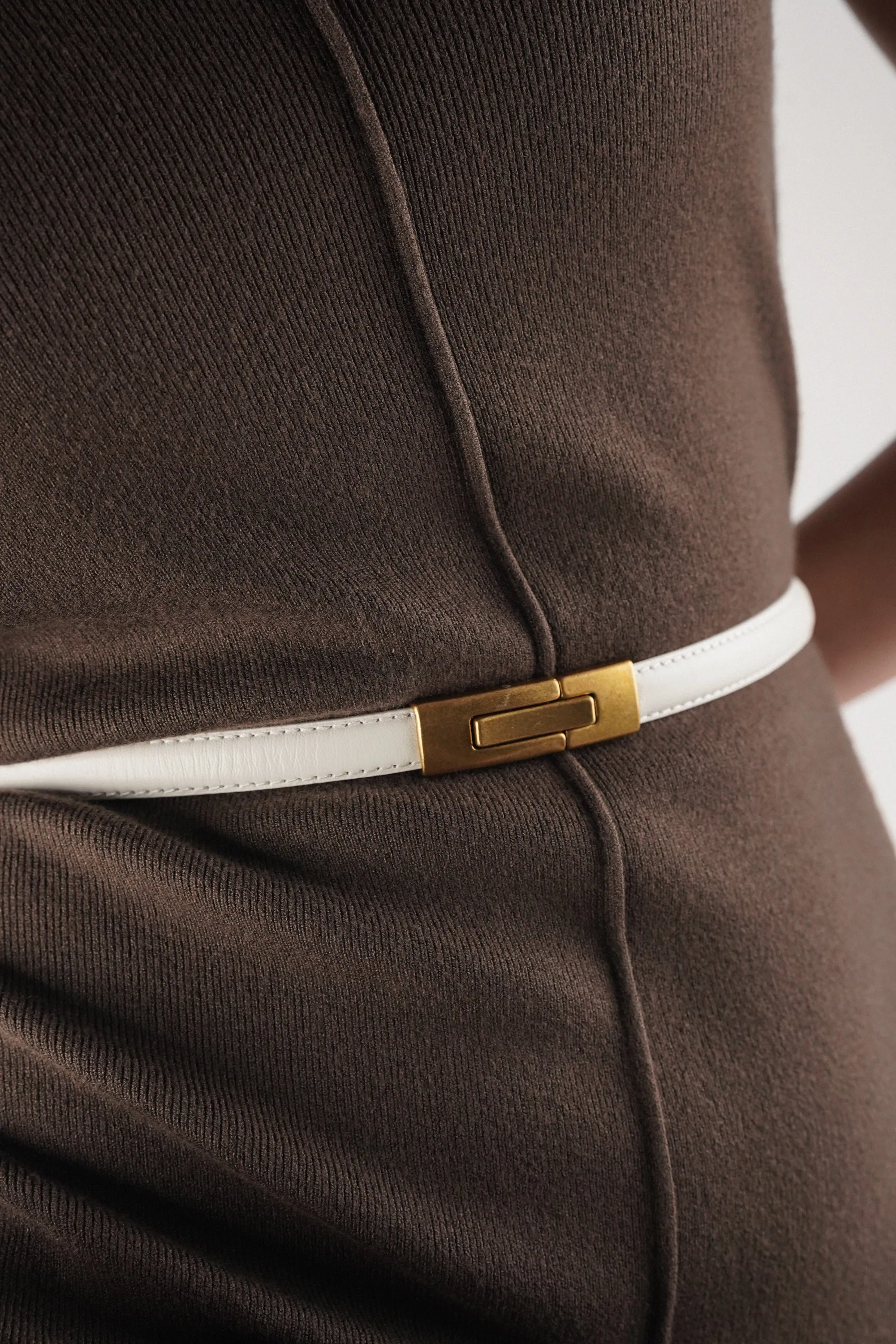 Pearl white Snap Buckle Belt