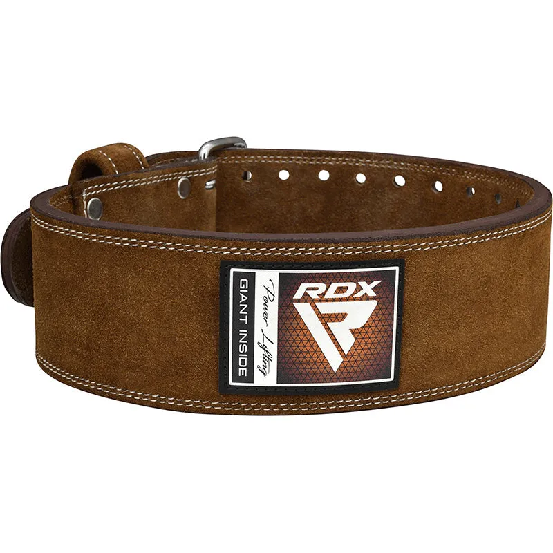 RDX 4PN Suede Leather Brown Powerlifting Belt