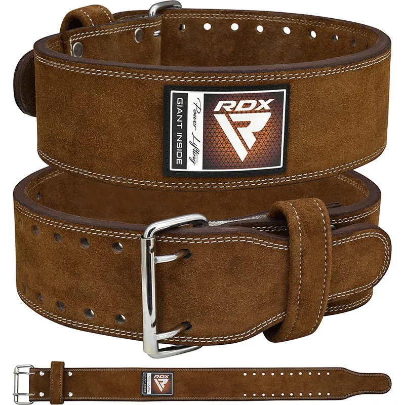 RDX 4PN Suede Leather Brown Powerlifting Belt