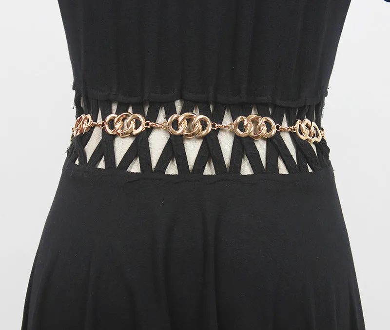 Retro Fashion Women's Summer Ins Decoration with Coat Dress Belt Metal Waist Chain Belt Girdle