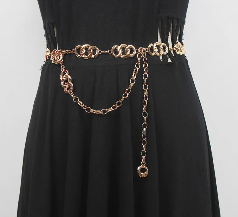 Retro Fashion Women's Summer Ins Decoration with Coat Dress Belt Metal Waist Chain Belt Girdle