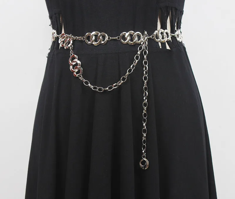 Retro Fashion Women's Summer Ins Decoration with Coat Dress Belt Metal Waist Chain Belt Girdle