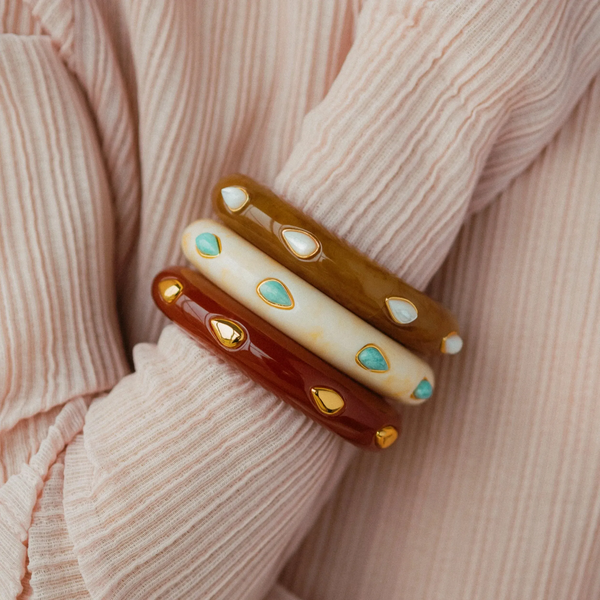 Ridge Cuff in Alabaster and Amazonite