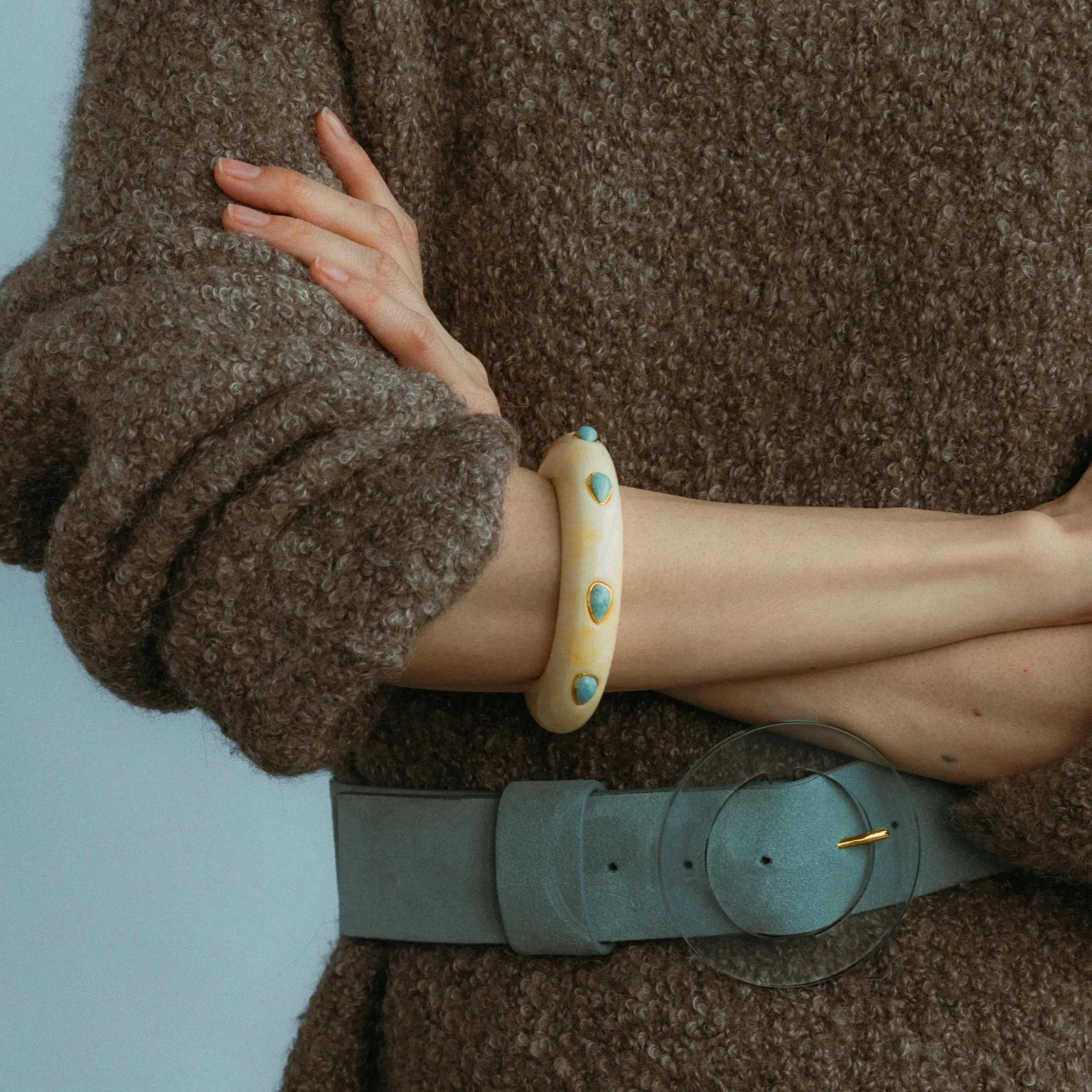 Ridge Cuff in Alabaster and Amazonite