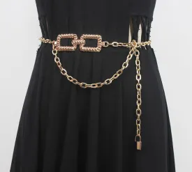 Simple Fashion Cool Metal Geometric Square Waist Chain Women's Decorative Skirt Accessories Belt