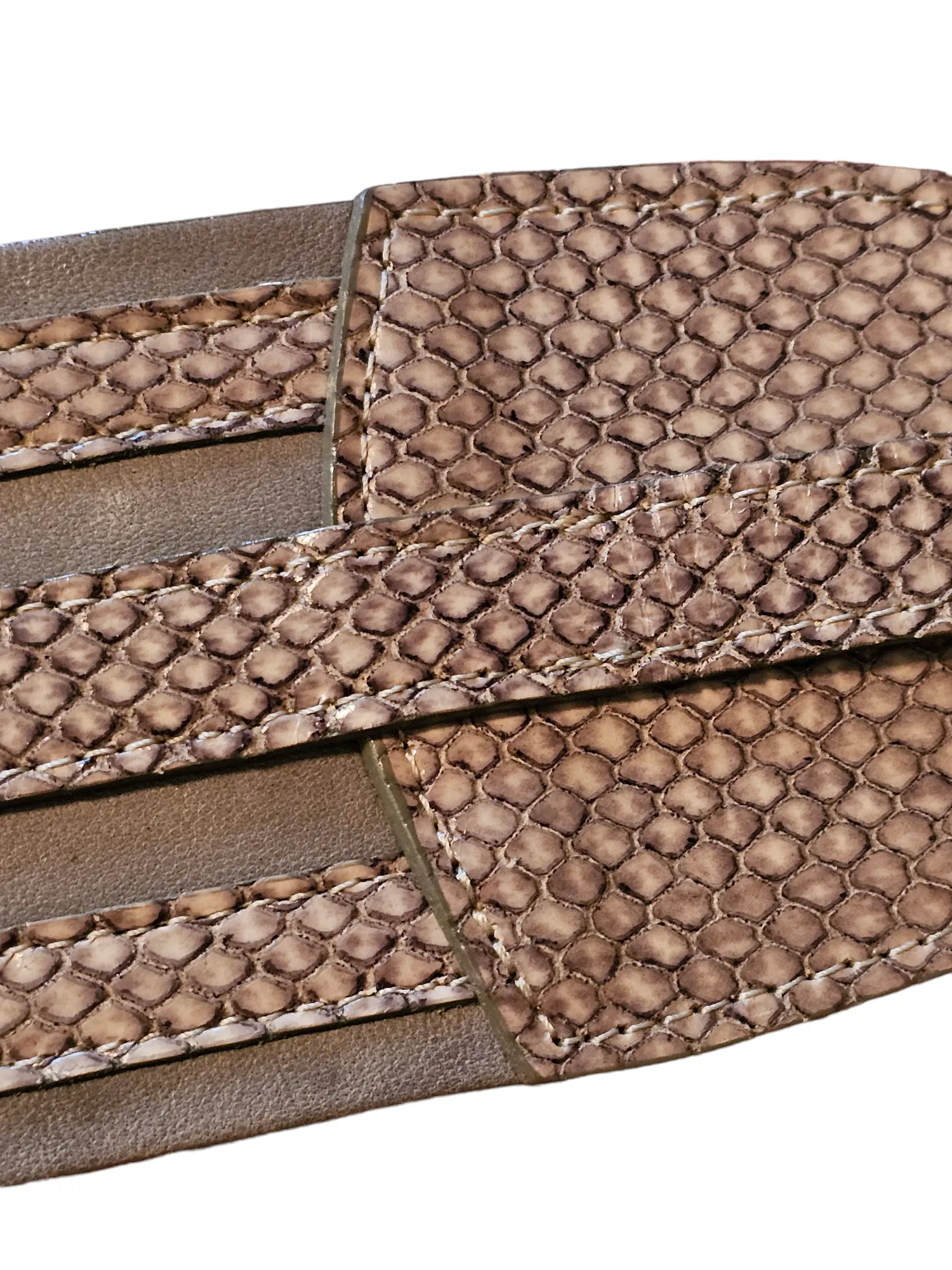 Streets Ahead Embossed Snakeskin 3" Wide Leather Grey Belt Medium