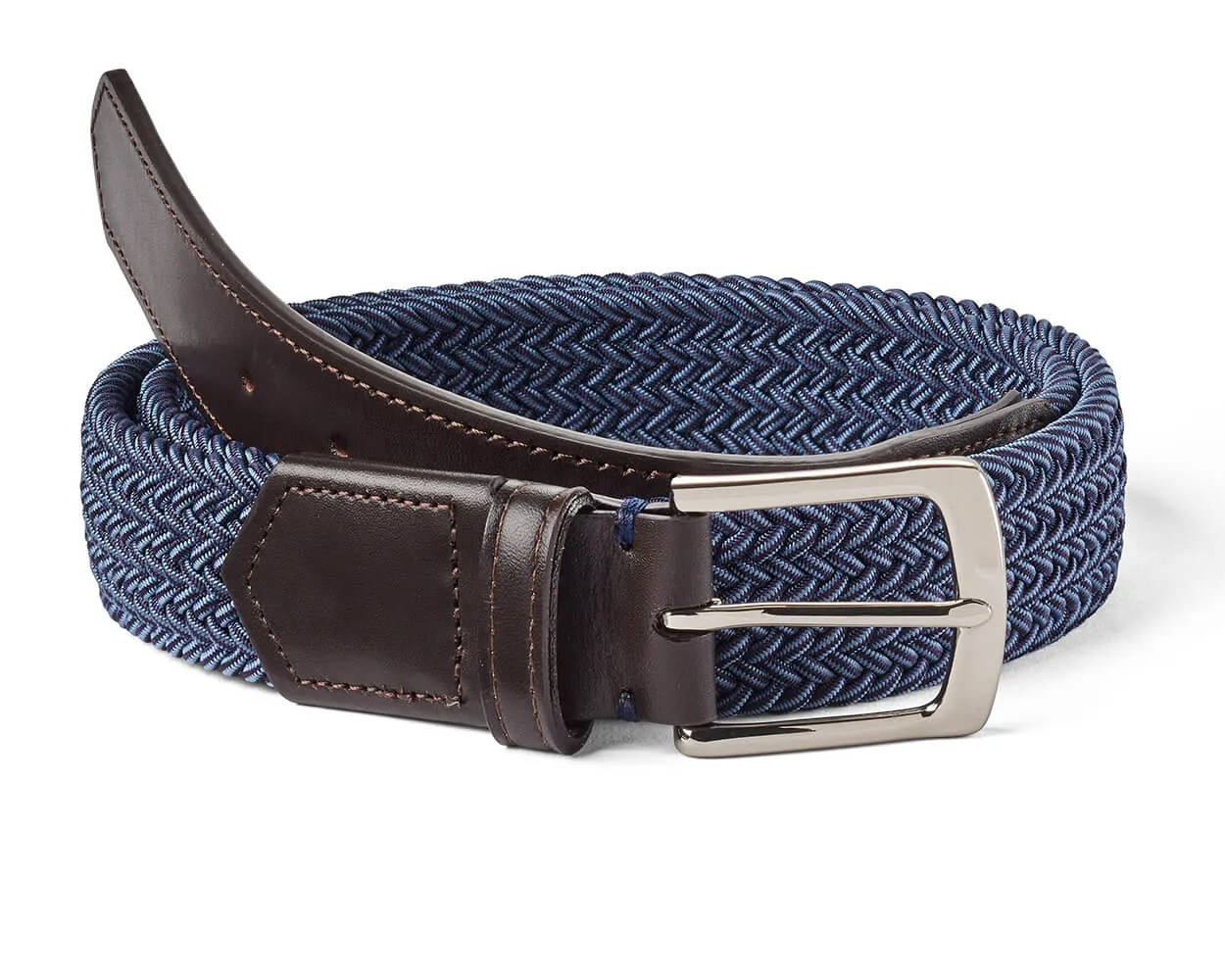 The Fischer Belt: Navy & Slate Microstripe