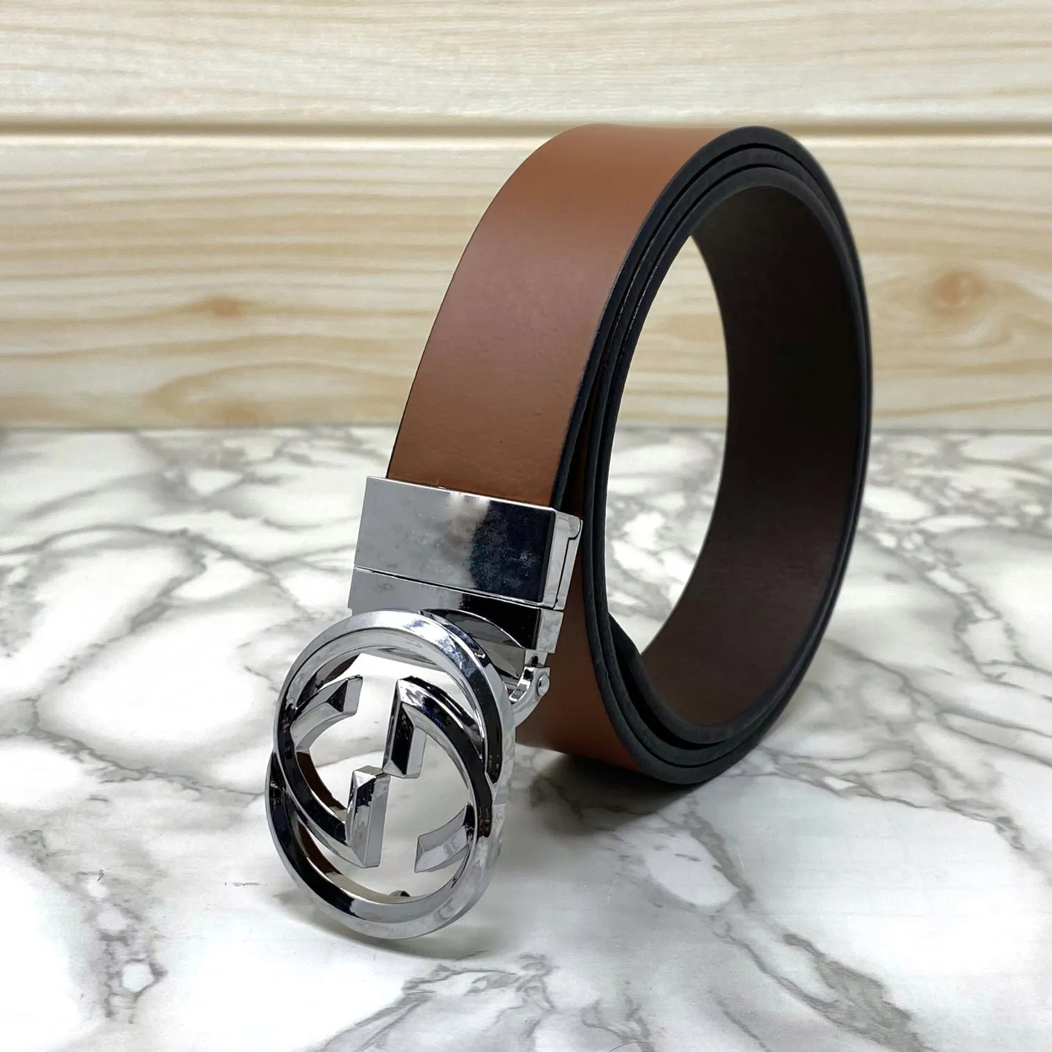 Trendy Round Leather Strap Belt For Men-JonasParamount