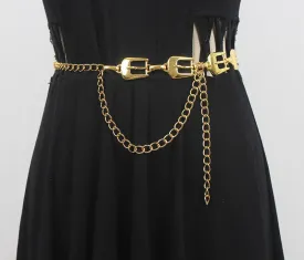 Versatile French Elegant Ins Women's Metal Belt Buckle Waist Chain Chain Belt Slimming Matching Suit Belt