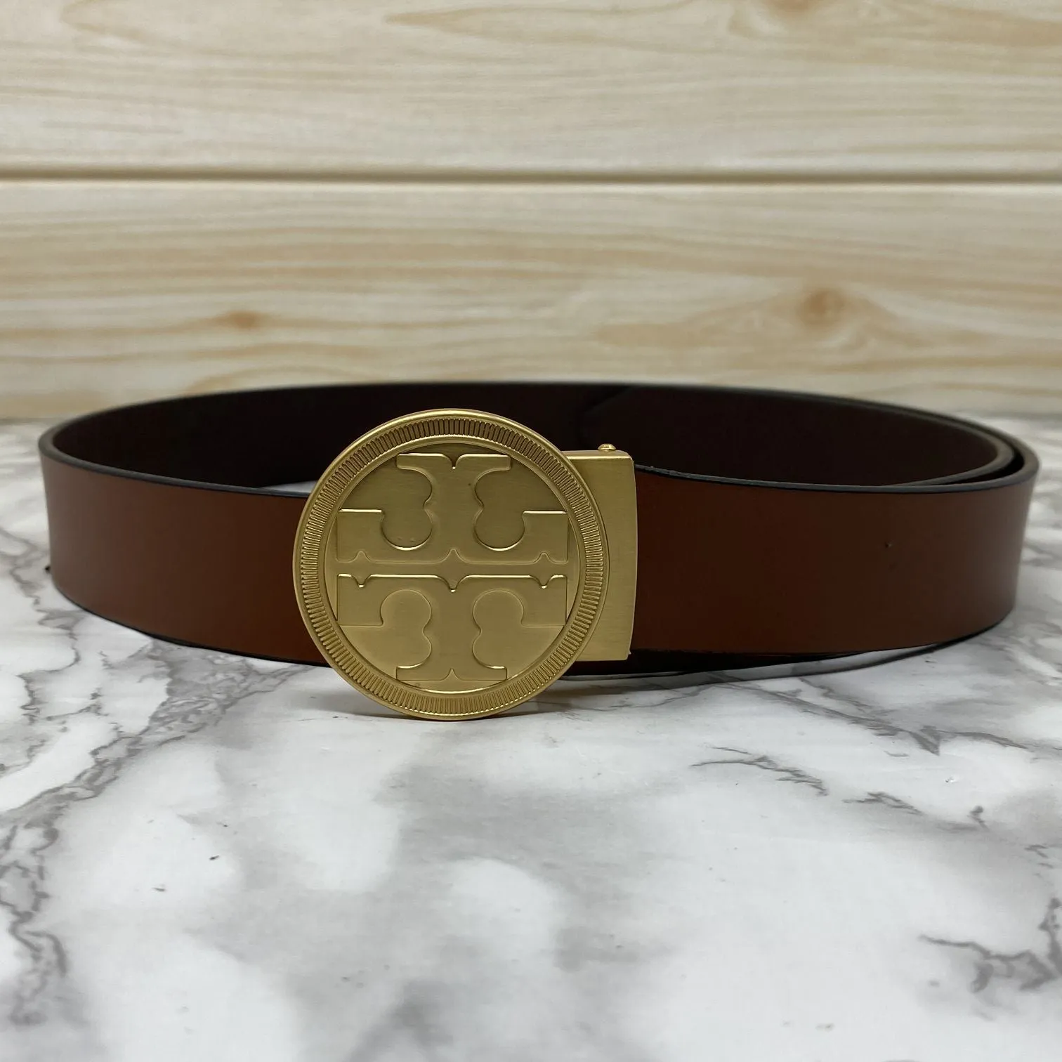 Vintage Round Buckle Belt With Leather Strap-JonasParamount