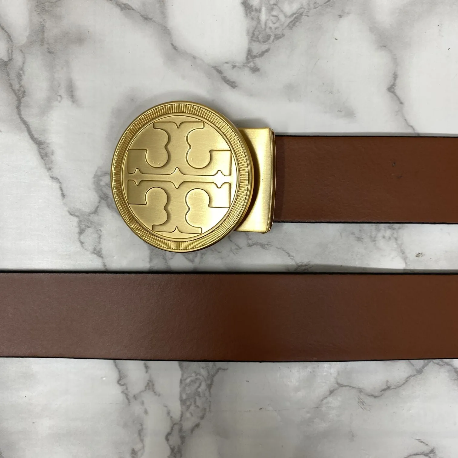 Vintage Round Buckle Belt With Leather Strap-JonasParamount