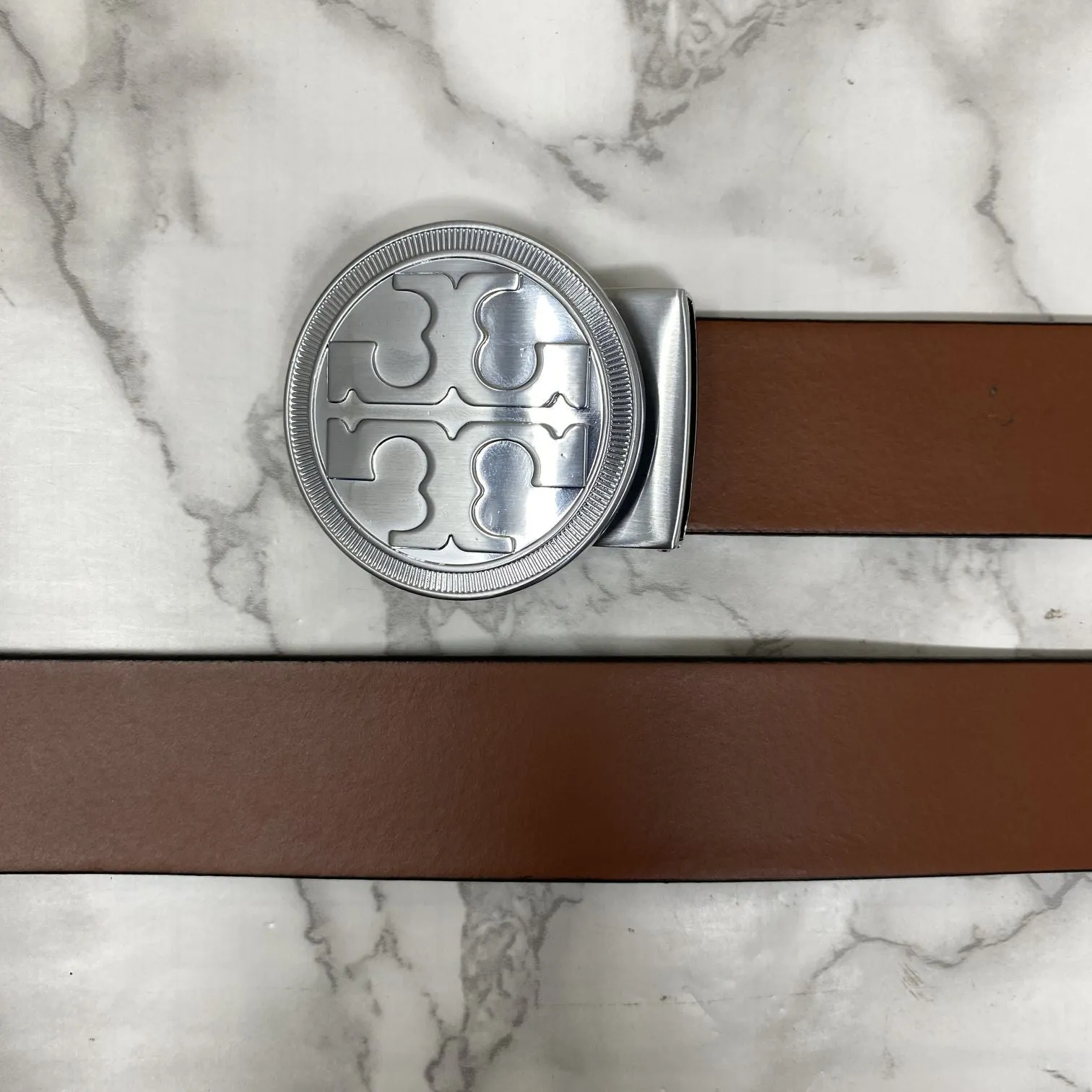 Vintage Round Buckle Belt With Leather Strap-JonasParamount