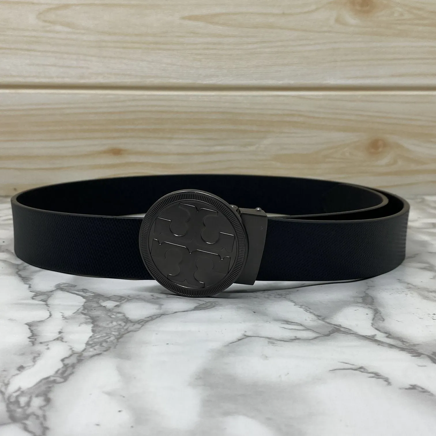 Vintage Round Buckle Belt With Leather Strap-JonasParamount